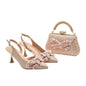 Elegant women's wedding pointed toe shoes and matching bag set by EdleessFashion, featuring luxurious design and sophisticated details.