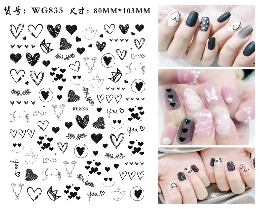 Black and white Blushimmer nail art stickers featuring sexy woman and girl designs for press-on and body decoration.