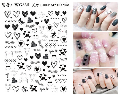 Black and white Blushimmer nail art stickers featuring sexy woman and girl designs for press-on and body decoration.