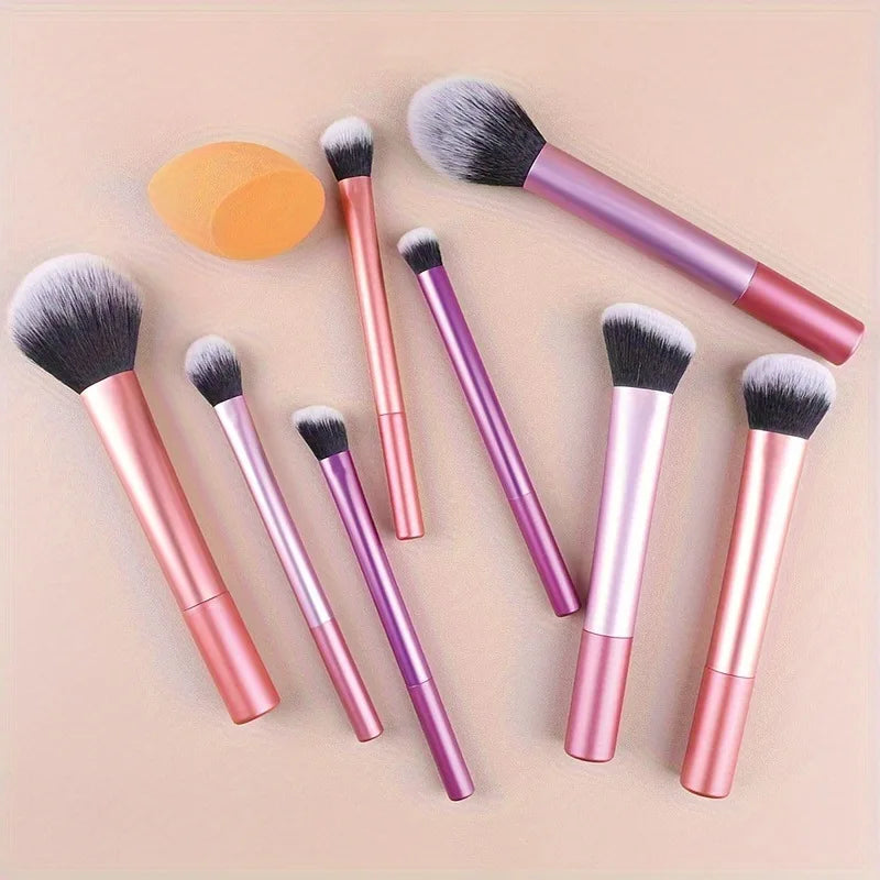 6-14PCS Long Handle Makeup Brush Set with Portable Wash Bag Soft Bristles Ideal for Beginners Full Face Makeup