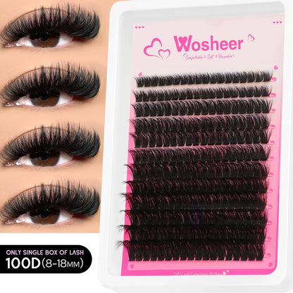 Blushimmer WOSHEER Lash Clusters Kit with spiky eyelash clusters for volume and DIY lash extensions, shown in a close-up image.