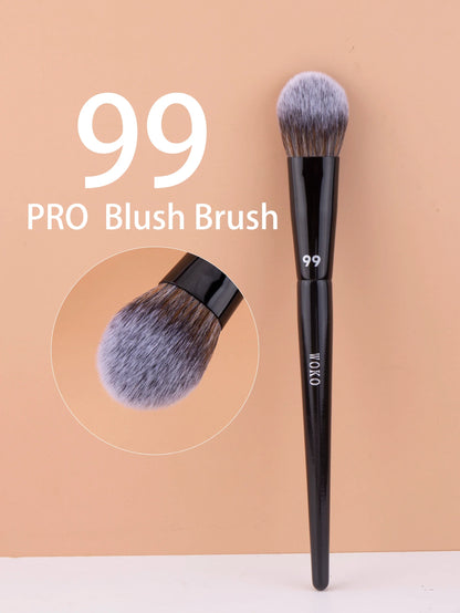 Blushimmer professional makeup brushes set including foundation, highlighter, contour, blush, concealer, eyeshadow, and lip brushes.