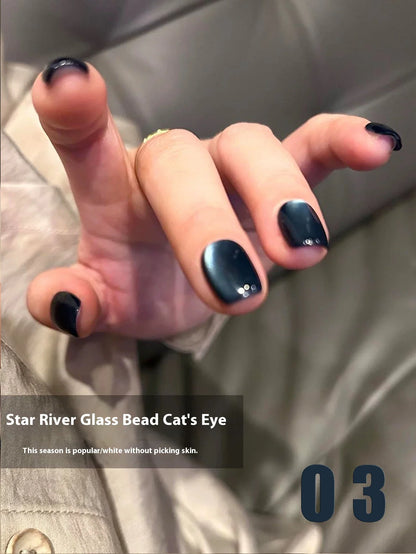 Blushimmer MIANEL 12ML Emperor Green cat eye gel nail polish with a glossy finish, suitable for nail salons and green nail designs.