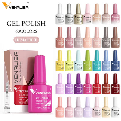 Blushimmer Venalisa HEMA TPO free glitter gel polish in pink nude, full coverage UV/LED French nail design with shimmer finish