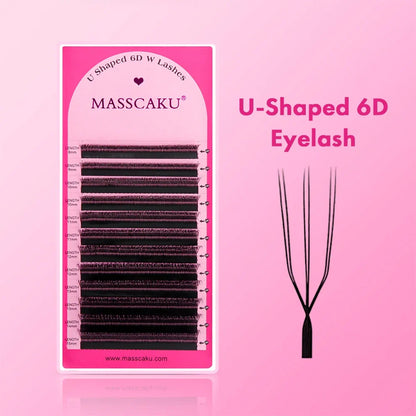 Blushimmer MASSCAKU U-shaped 3D 4D 5D eyelash extensions with C and D curl, natural mink false eyelashes, U-shaped premade fans
