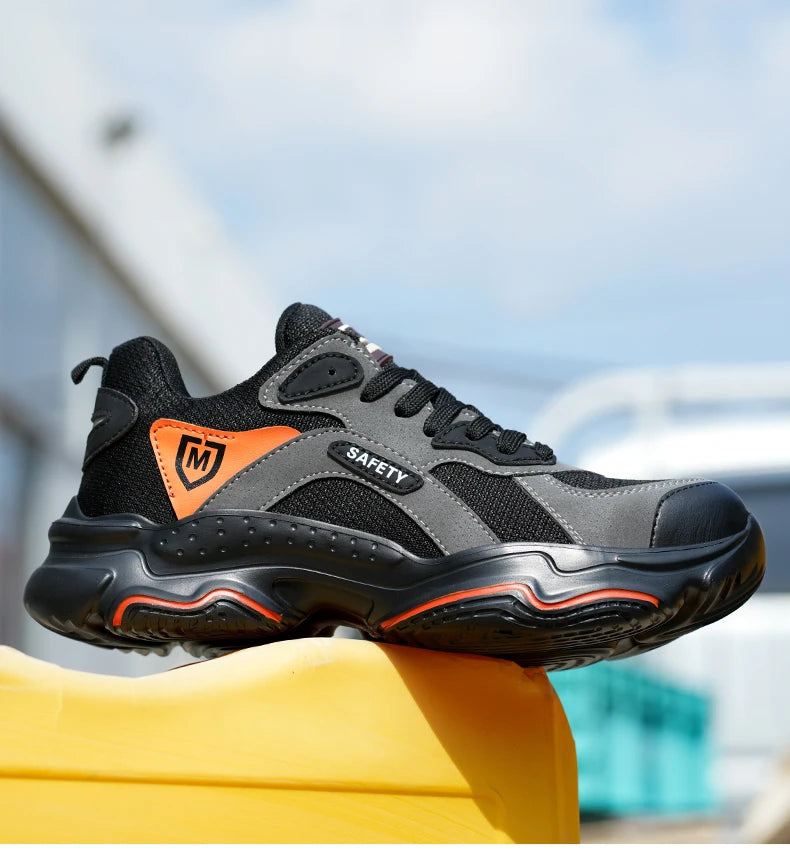 Slip On Safety Shoes Work Boots Steel Toe Men Non-Slip Lightweight Breathable Industrial Shoes Anti shock Protective Boots