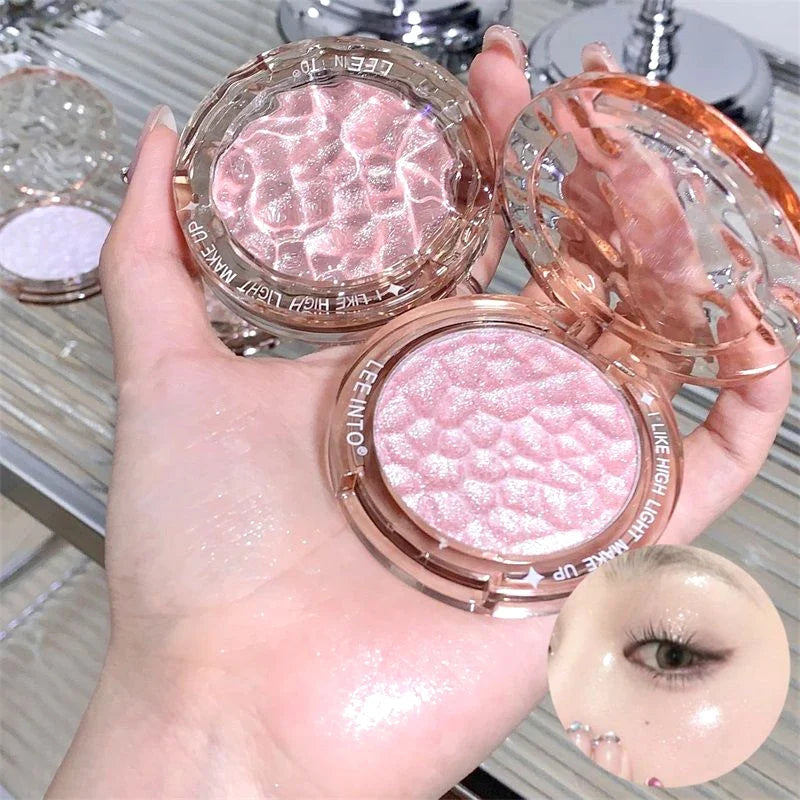 Blushimmer Crystal Bright Light high gloss powder with pearl finish, brightening makeup for young girls, blush and flash effect.