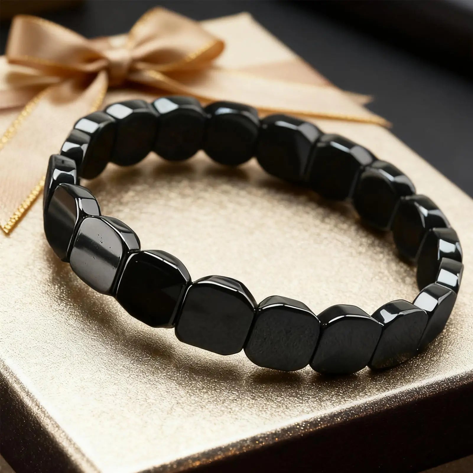 19cm Hematite Bracelet  Fashionable Natural Hematite Stone Bracelet for Men for Father Husband Boyfriend Jewelry Gifts Wristband