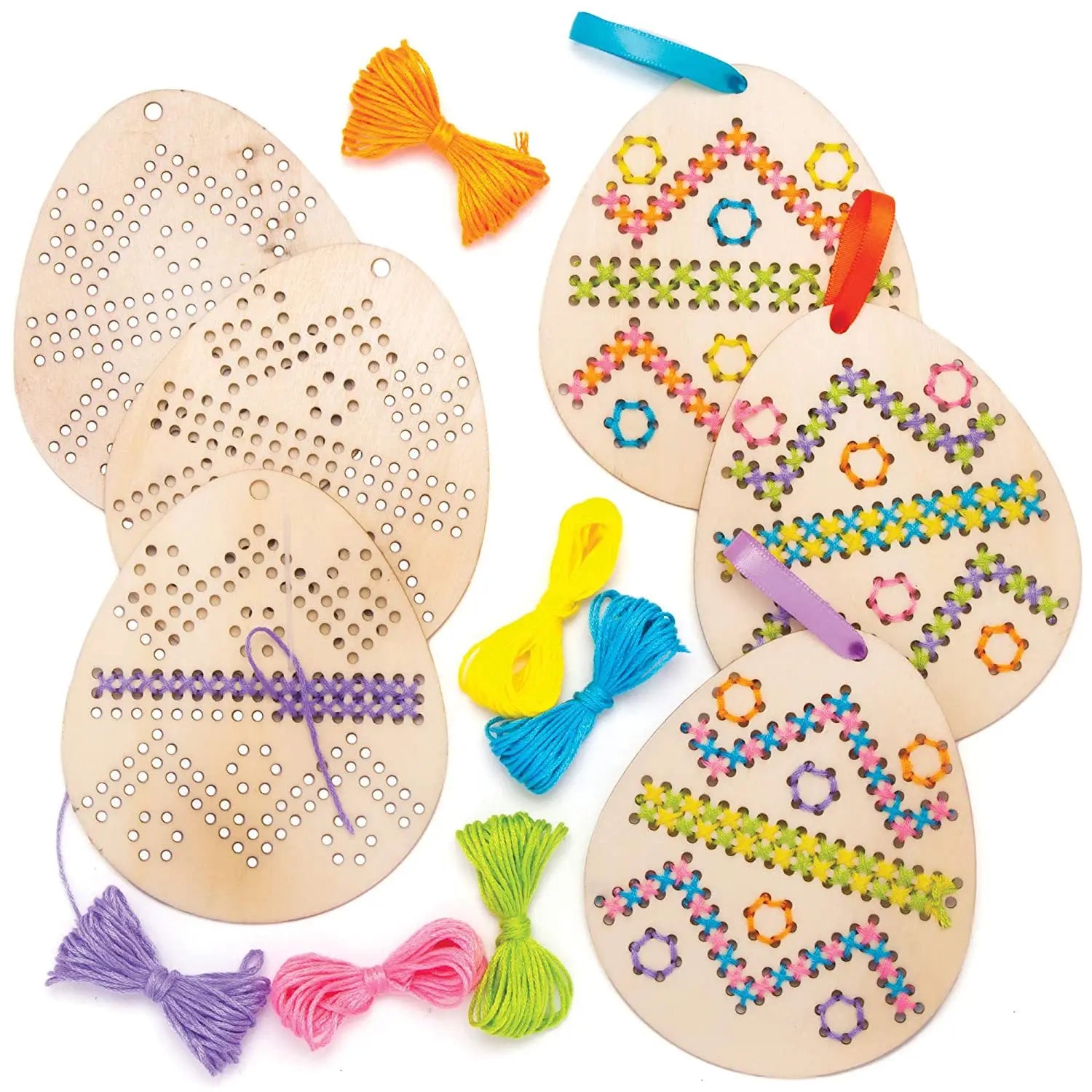 DIY Embroidery Kit Easter Eggs Embroidery Craft Set Made Of Wood Crafts For Children Sewing For Children On Easter Decoration