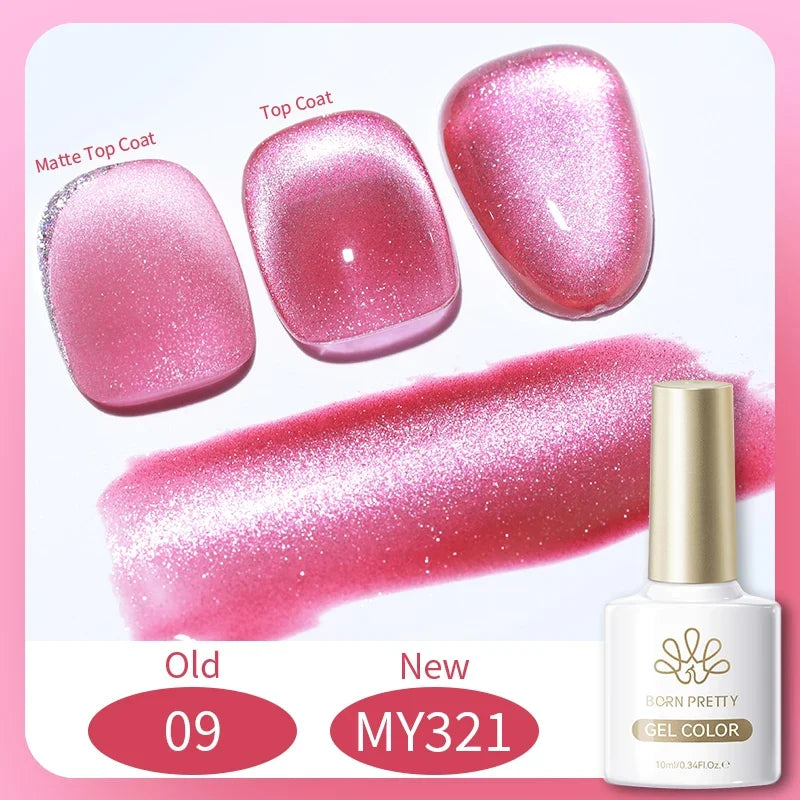 Blushimmer BORN PRETTY 117 Colors Cat Magnetic Gel Nail Polish, 10ml, showcasing vibrant semi-permanent nail color and full coverage.