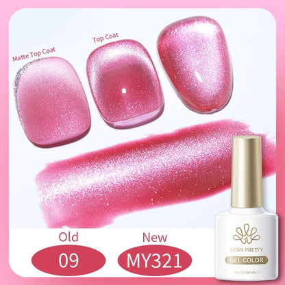 Blushimmer BORN PRETTY 117 Colors Cat Magnetic Gel Nail Polish, 10ml, showcasing vibrant semi-permanent nail color and full coverage.