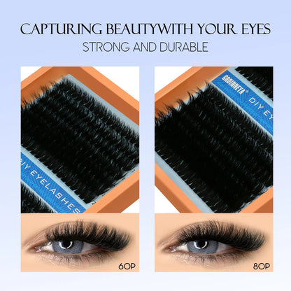 Blushimmer GROINNEYA fluffy thick DIY eyelash clusters with D/DD curl, wispy style for eyelash extensions, false lashes, and DIY application