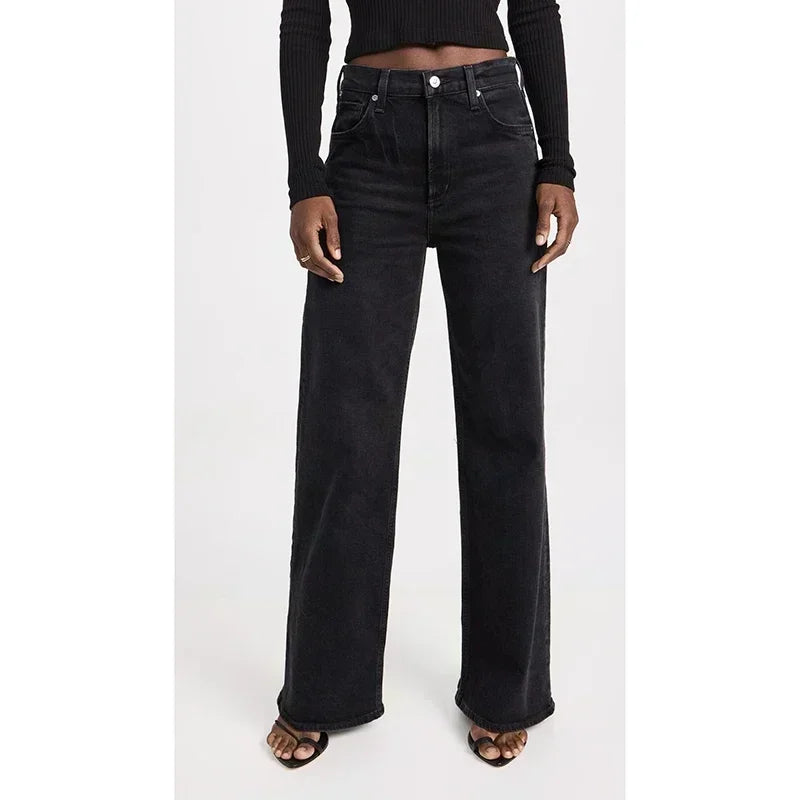 2025 Ins Fashion Jeans Women Comfortable High Waisted White Jeans Girls Thin Stretch Denim Pants Female Straight Leg Trousers