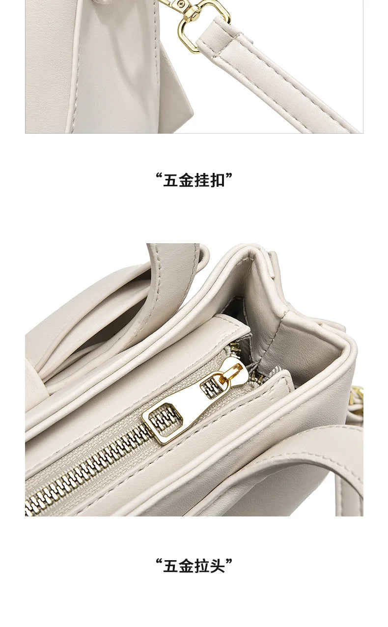 Fashion Casual Handbags For Women Cute Bow Black White Blue Kahki PU Handbags Trendy Daily Shoulder Underarm Bags bolsa feminina