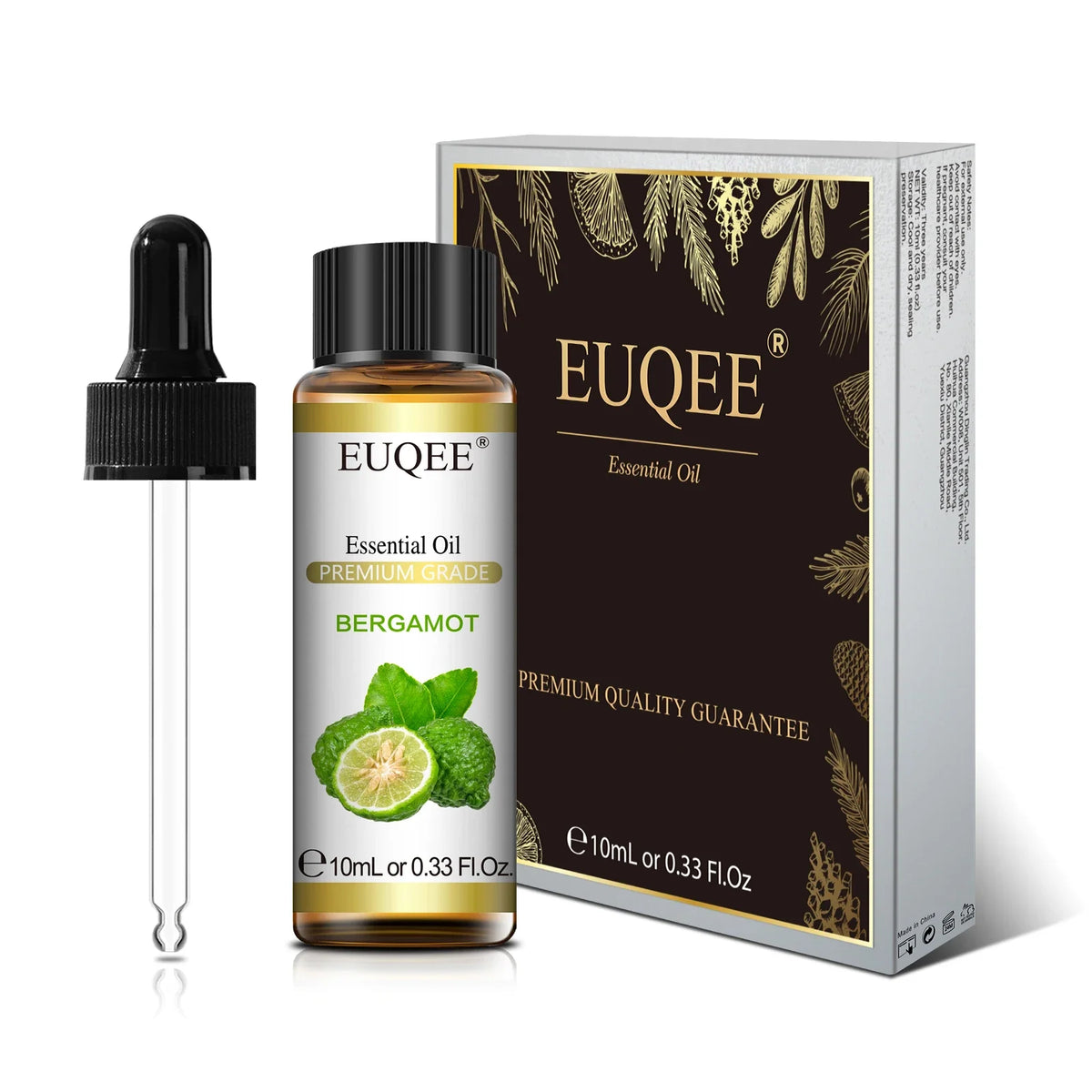 Blushimmer EUQEE 10ml natural essential oil set with lavender, jasmine, eucalyptus, vanilla, sandalwood, orange, lemon, oregano, and neroli