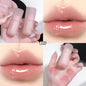 Blushimmer DIKALU water lip gloss in crystal jelly finish, hydrating and plumping colored lip tint on lips with glossy shine.