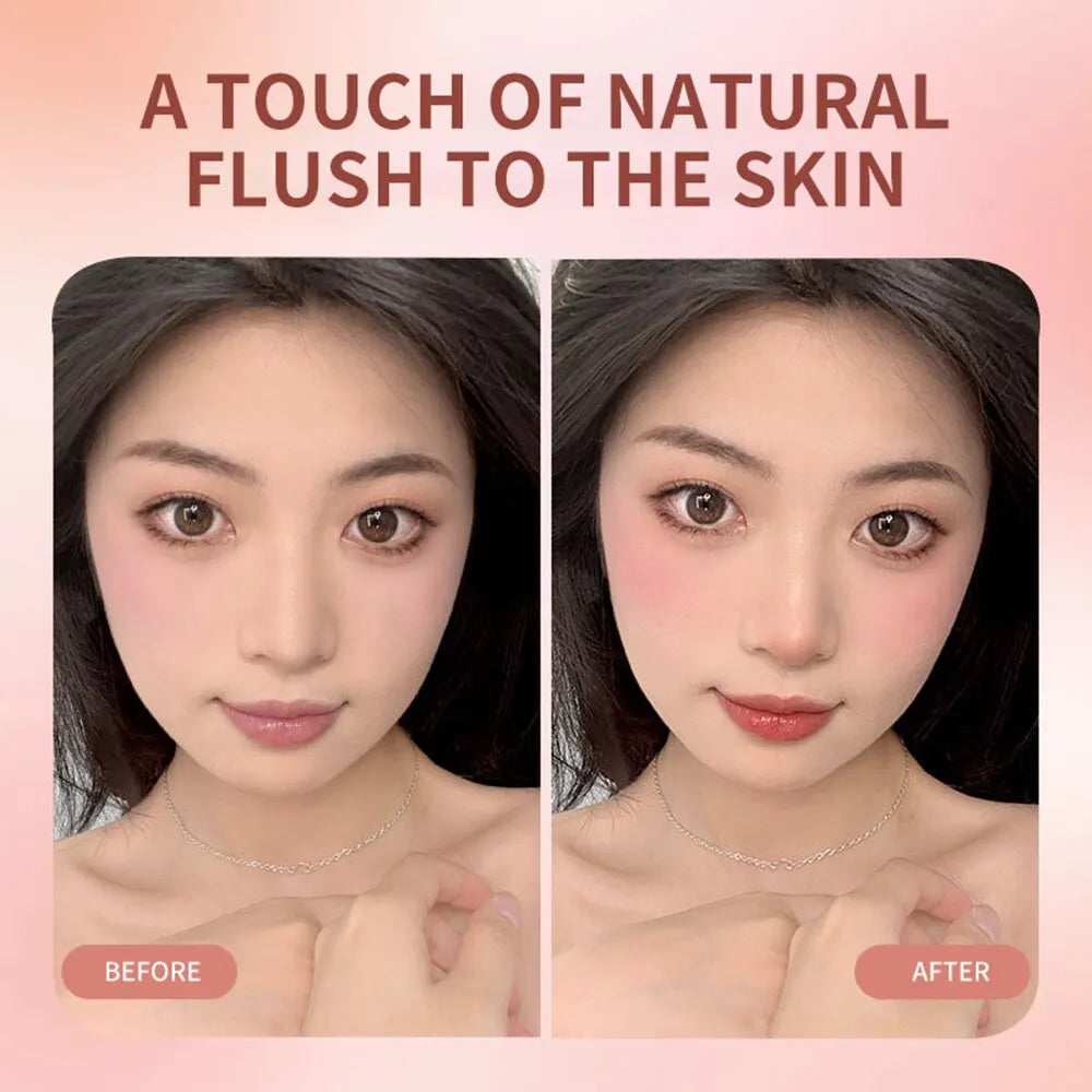 Blushimmer FOMIX loose powder air cushion blush with high pigment, soft misty matte finish, natural cheek color, face makeup product.