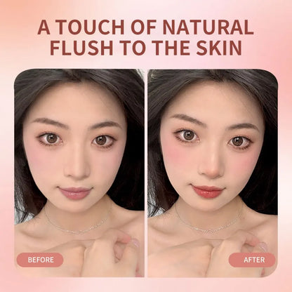 Blushimmer FOMIX loose powder air cushion blush with high pigment, soft misty matte finish, natural cheek color, face makeup product.