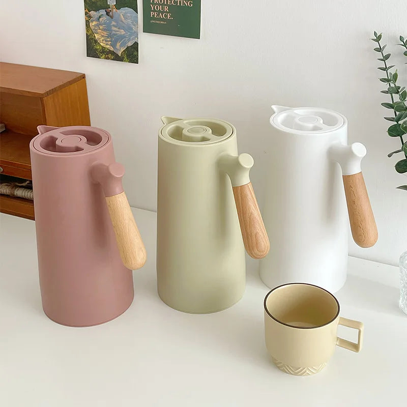 1000ML Large Capacity Thermos Nordic Thermal Insulation Kettle Coffee Thermal Insulation Pot Glass Liner Thermos Hot Water
