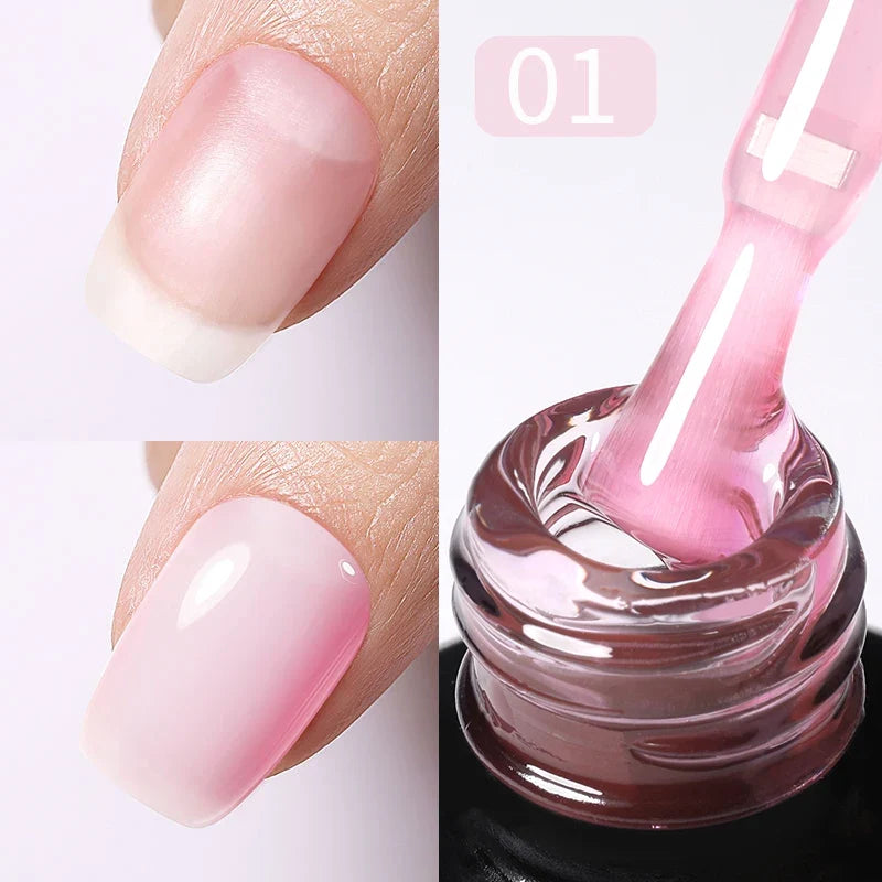 Blushimmer Born Pretty 15ml Jelly Nude Rubber Base Gel in natural milky white, semi-permanent UV LED soak-off gel varnish