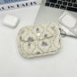 Cute cartoon small travel makeup bag by Blushimmer with compartments for lipstick, earphones, and cards in a portable purse style.