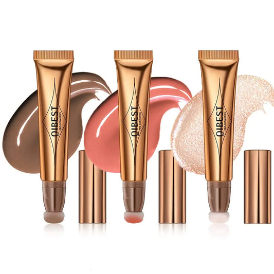 Blushimmer liquid contour and blush with cushion applicator, soft shimmer and moisturizing formula for cheeks, natural and radiant look.