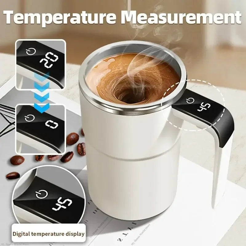 Smart Coffee Cup Recharge Automatic Mixing Coffee Mug Stainless Steel Magnetic Coffee Mug with LED Display Temperature Home Use
