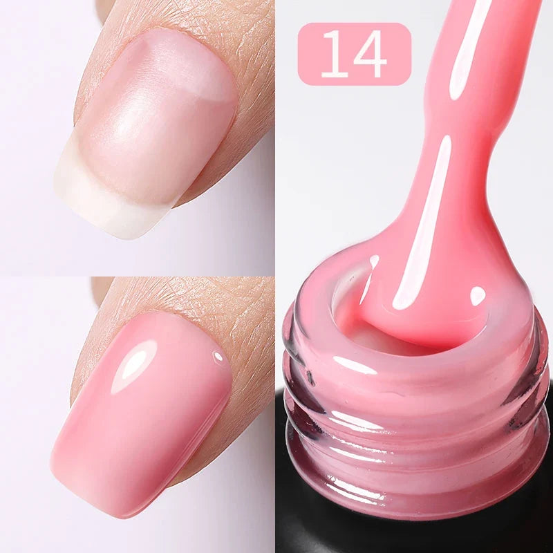 Blushimmer Born Pretty 15ml Jelly Nude Rubber Base Gel in natural milky white for semi-permanent UV and LED gel nails.