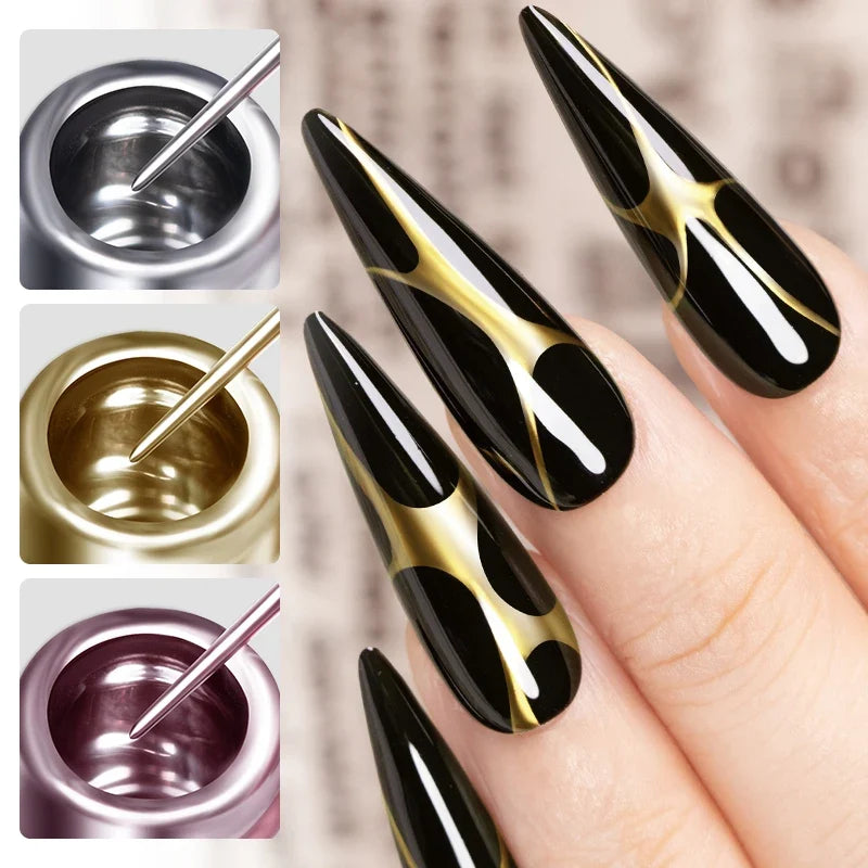Blushimmer 5ML gold silver metallic gel polish with chrome mirror finish, semi-permanent UV LED nail gel, French style, bright metal effect