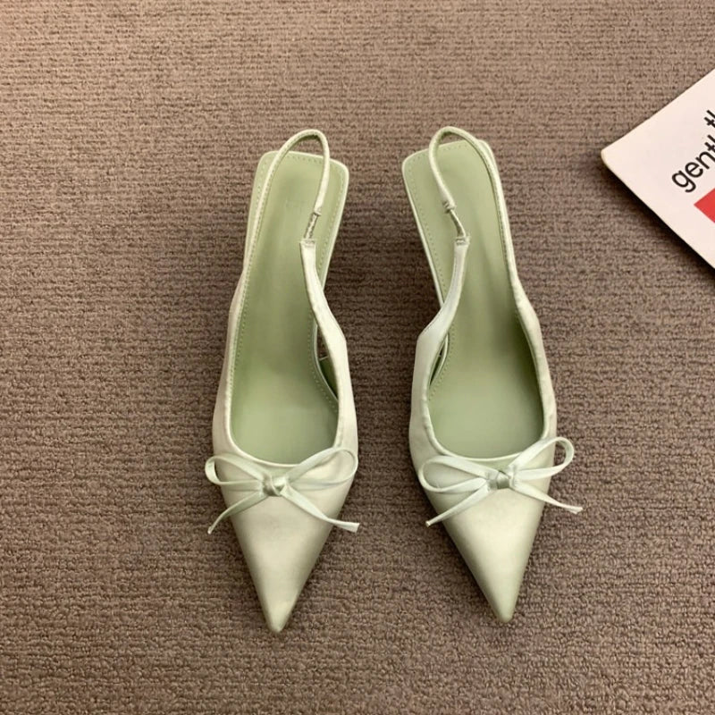 Summer Slip On High Heel Women Sandals Fashion Butterfly-knot Singbacks Pumps Stripper Party Female Sandalias