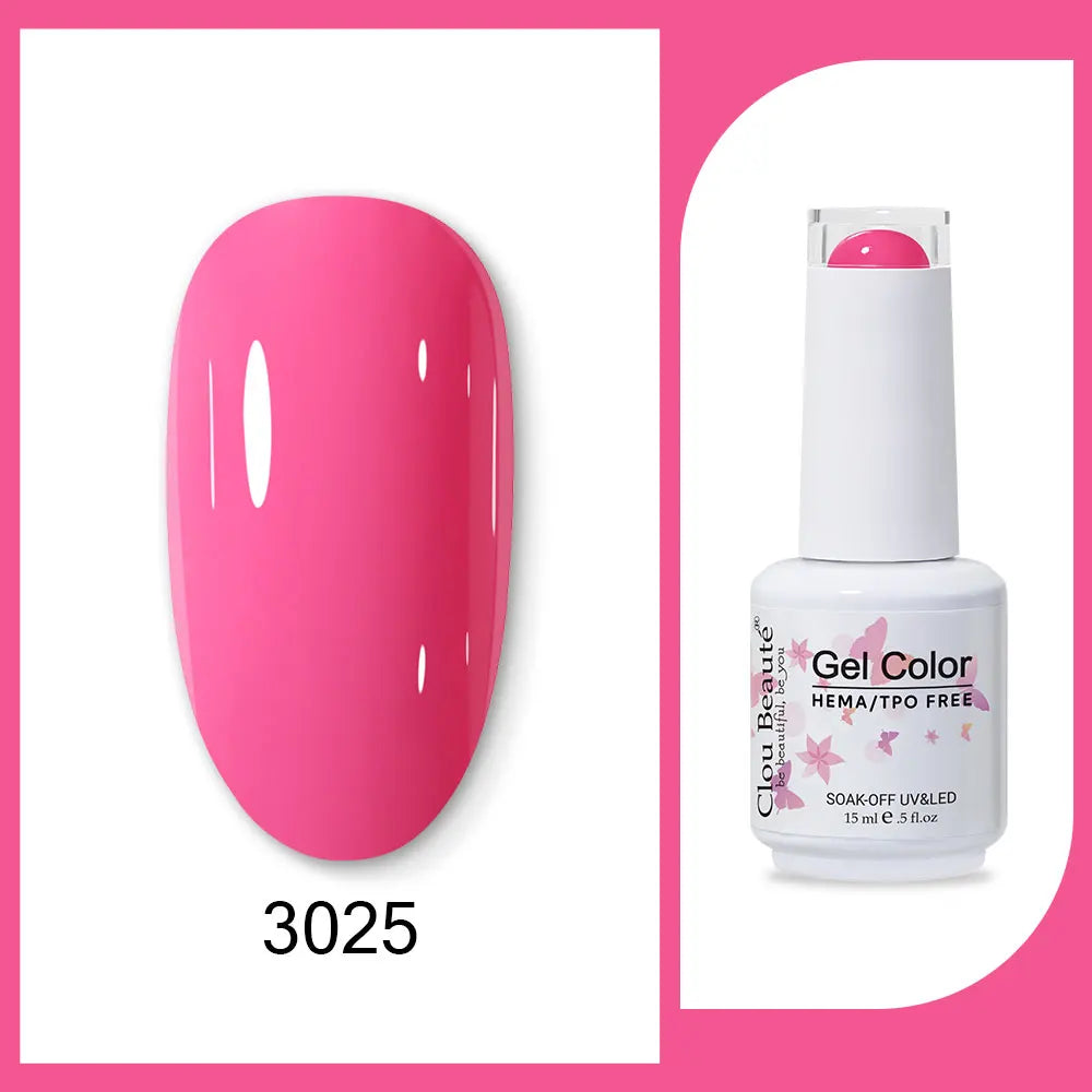Blushimmer Clou Beaute 15ml red, black, white, green neon gel nail polish with velvet top coat and semi-permanent finish.