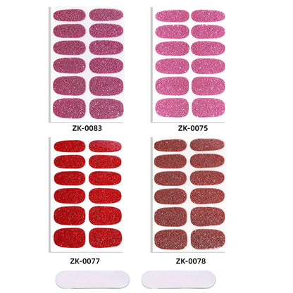Gradient Cat Eye Style Nail Art Stickers, 16-Piece Set Self-Adhesive Waterproof Glitter False Nail Decals