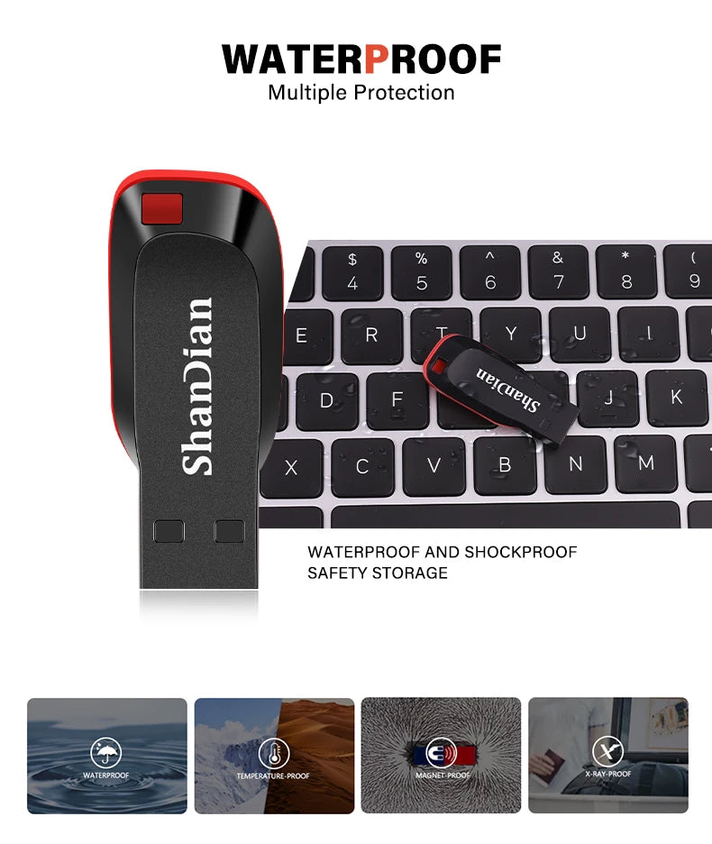 Plastic Pendrive Flash Drive 2.0 Red U Disk 128mb 4GB 16GB 32GB USB Pen Drives Key Ring Car/TV/Computer
