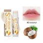 Blushimmer SPF 30 sunscreen lip balm with watermelon, coconut, banana flavors, moisturizing colorless lipstick for sun protection.