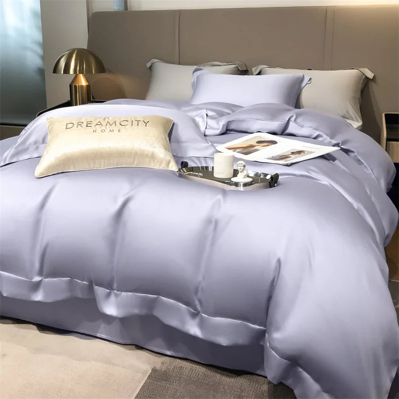 Silky 100% Bamboo Bedding Set Organic Pure Bamboo Duvet Cover Set with Quilt Cover Bed Sheet Pillowcase Luxury Cooling Bed Linen