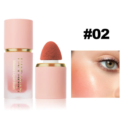 Blushimmer 6-color matte liquid blush palette with sponge applicator, waterproof, long-lasting, easy to apply for a natural glow.