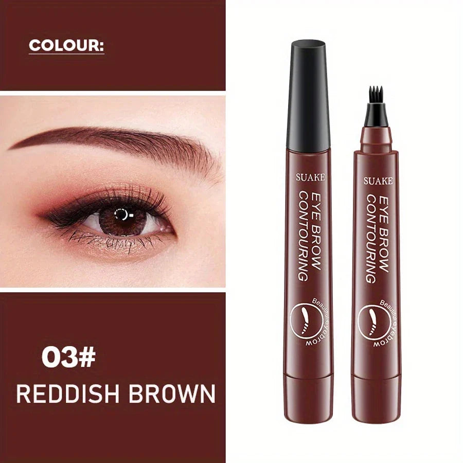 Blushimmer waterproof eyebrow pen with microblading split-head design in five natural shades, ideal for precise eyebrow makeup.