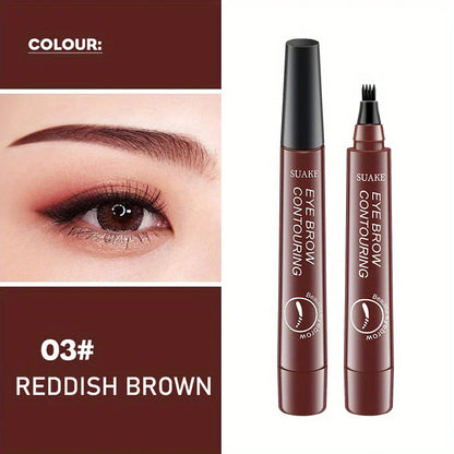 Blushimmer waterproof eyebrow pen with microblading split-head design in five natural shades, ideal for precise eyebrow makeup.