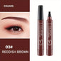 Blushimmer waterproof eyebrow pen with microblading split-head design in five natural shades, ideal for precise eyebrow makeup.
