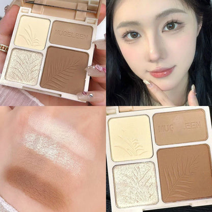 Blushimmer matte highlighter bronzer palette with four shades for face contouring and shading in long-lasting makeup.