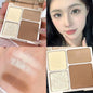 Blushimmer matte highlighter bronzer palette with four shades for face contouring and shading in long-lasting makeup.
