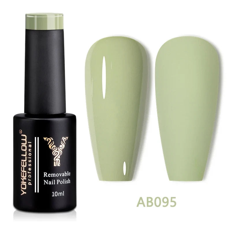 YOKEFELLOW 10ml translucent pink gel nail polish by Blushimmer, showing the high-quality soak-off UV gel with a smooth finish.