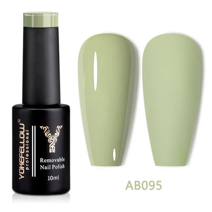 YOKEFELLOW 10ml translucent pink gel nail polish by Blushimmer, showing the high-quality soak-off UV gel with a smooth finish.