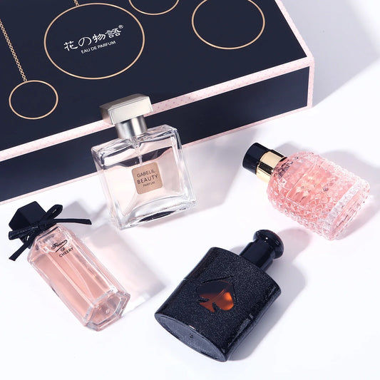 Blushimmer 2025 Original Women perfume gift set with long-lasting fresh Eau de Toilette, includes fragrance bottles and box.