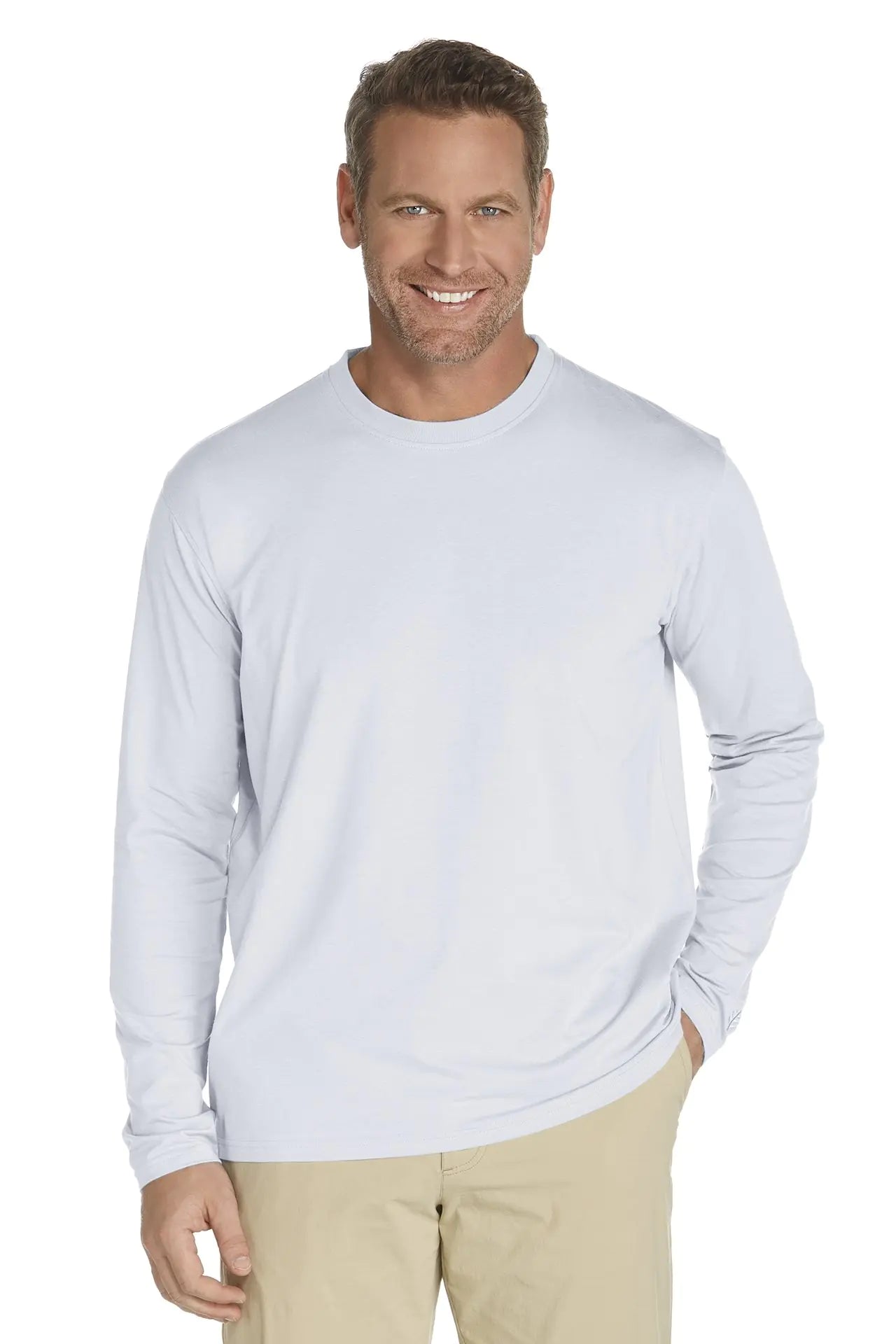 Coolibar UPF 50+ Mens Morada Everyday Long Sleeve T-Shirt - Sun Protective (XX-Large- White)