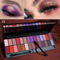 Blushimmer matte shimmer eyeshadow palette with 28 waterproof, long-lasting colors and dual-ended brush for professional makeup.