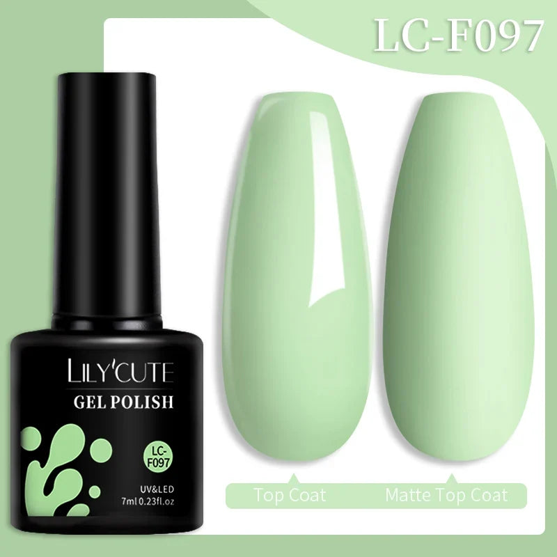 Colorful LILYCUTE 7ML gel nail polish bottles from Blushimmer, showcasing a vibrant variety of semi-permanent UV gel nail colors.