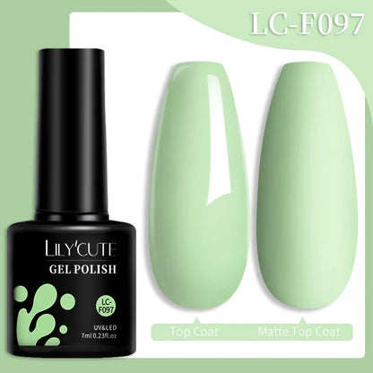 Colorful LILYCUTE 7ML gel nail polish bottles from Blushimmer, showcasing a vibrant variety of semi-permanent UV gel nail colors.
