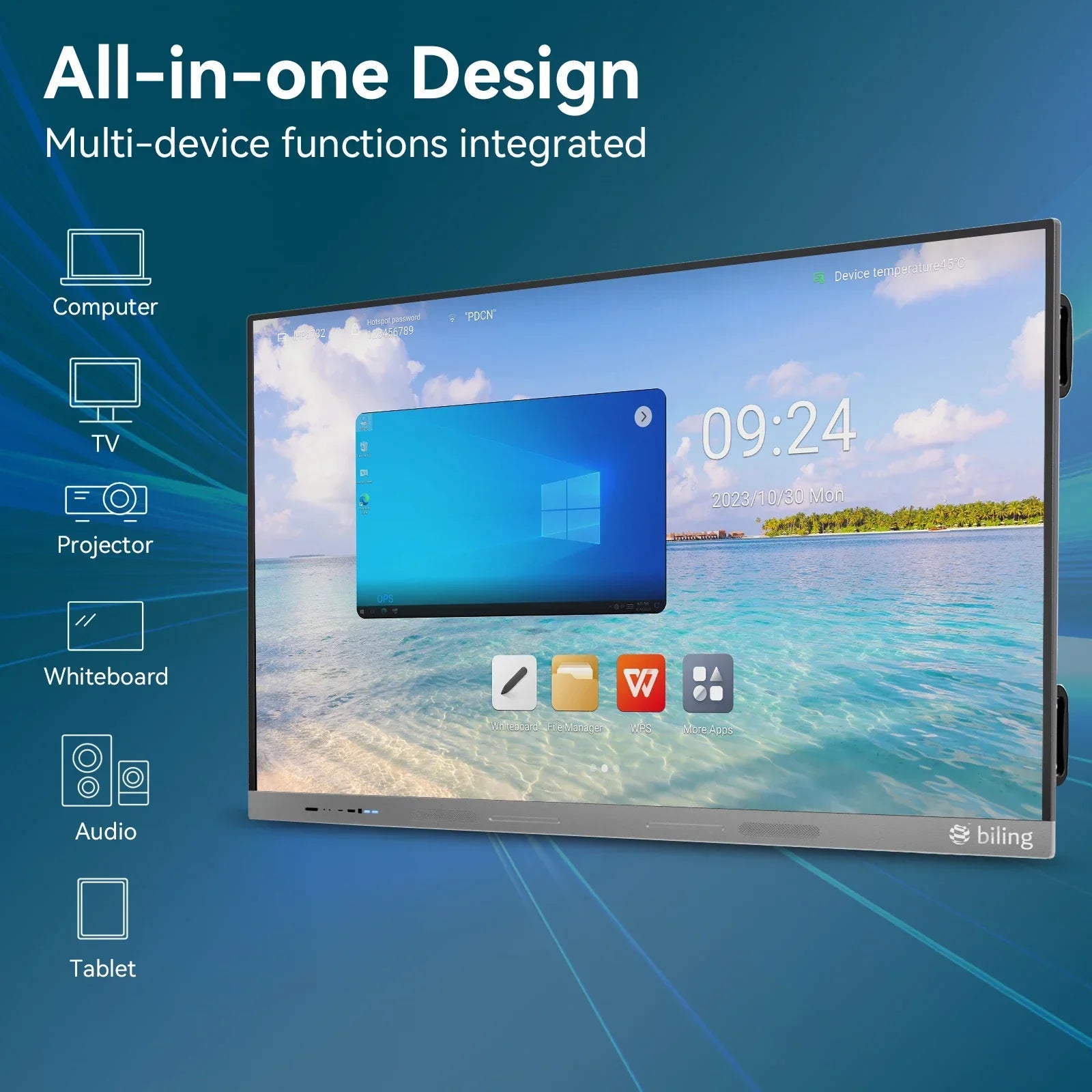75inch 4k Smart Moniteurs Board Lcd Wifi Interactives Flat Panel Touch Screen for Teaching Conference Interactives Flat Panel