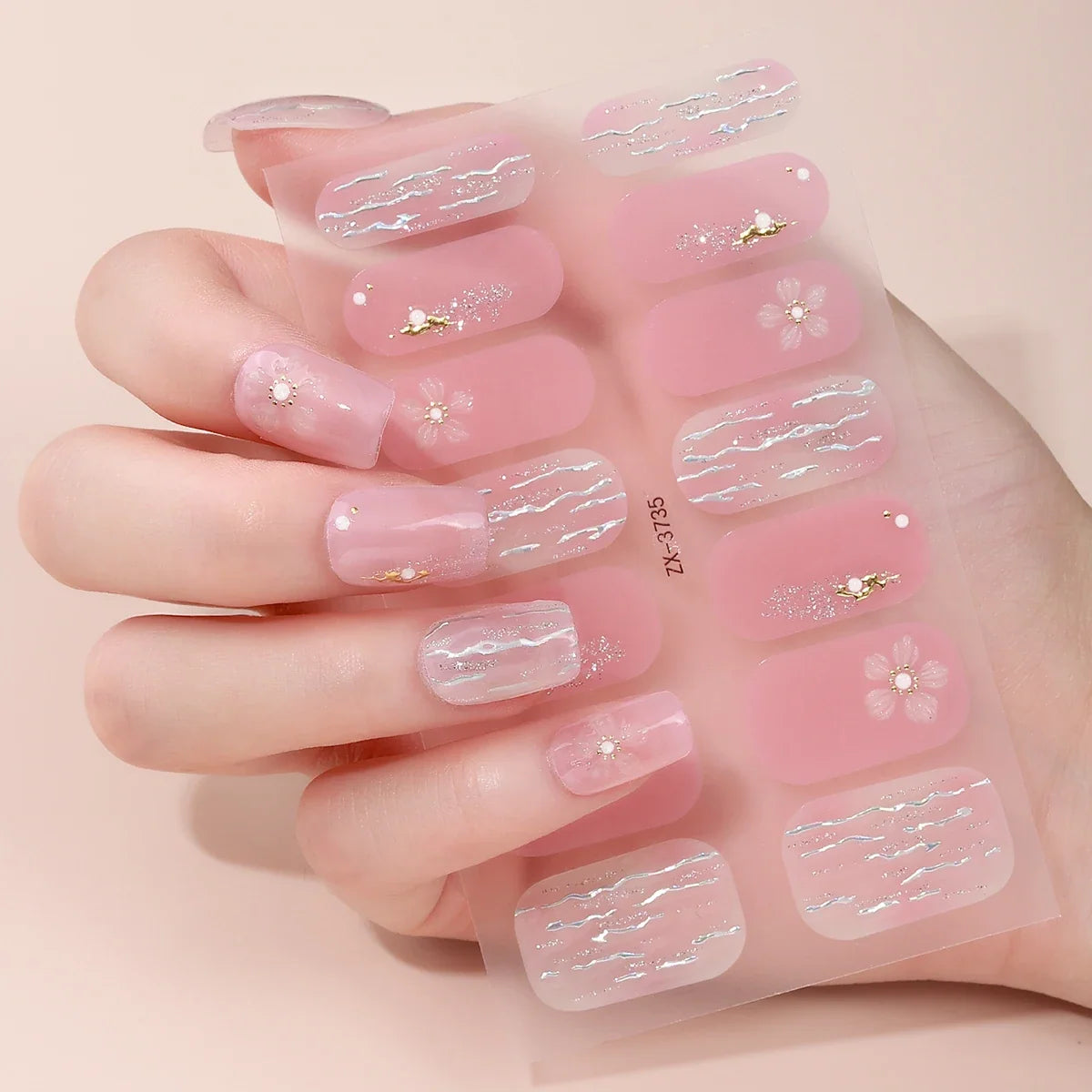 Blushimmer spring and summer floral DIY nail stickers with 14 tips, self-adhesive full cover nail decals for easy decoration